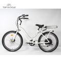 White 1000w rear hub motor electric beach cruiser bicycles for sale